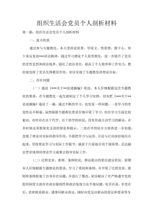 年组织生活会党员个人剖析材料.docx
