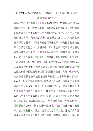 在2024年基层党组织工作例会上的讲话：如何当好基层党组织书记.docx