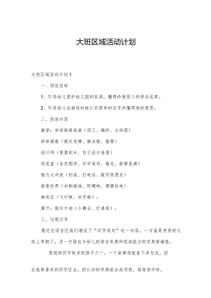 大班区域活动计划.docx
