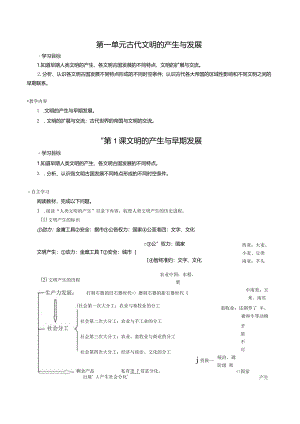 第1课文明的产生与早期发展导学案.docx