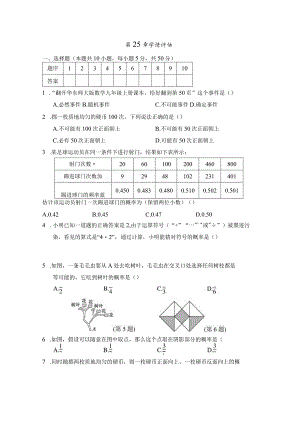 第25章随机事件的概率学情评估卷（含答案）.docx