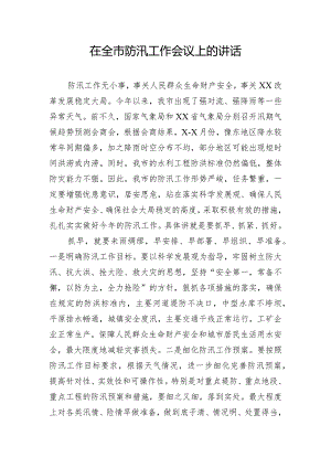 在全市防汛工作会议上的讲话.docx
