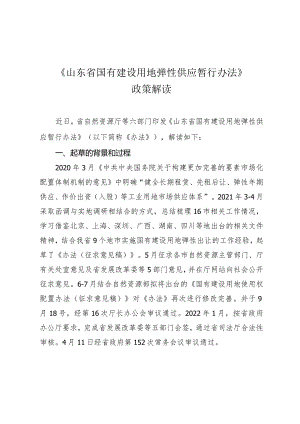 《山东省国有建设用地弹性出让暂行办法》政策解读.docx