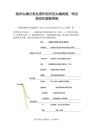 临床头痛分类及透析相关性头痛病理、特征原因和缓解策略.docx