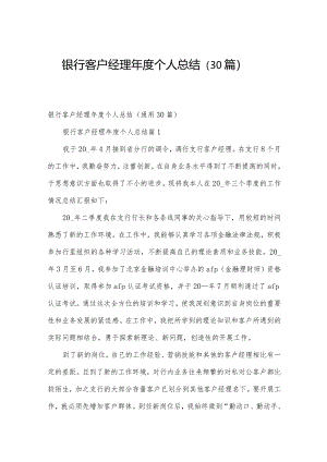银行客户经理年度个人总结（30篇）.docx