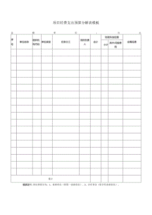 项目经费支出预算分解表模板.docx