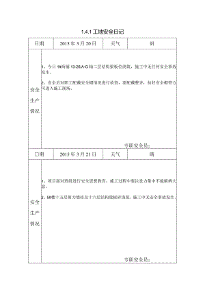 [施工资料]工地安全日记(10).docx