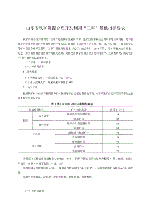 山东省铁矿资源合理开发利用“三率”最低指标要求.docx