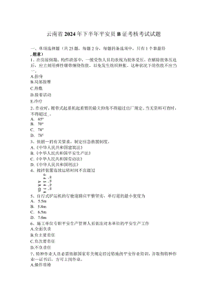 云南省2024年下半年安全员B证考核考试试题.docx
