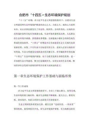 【政策】合肥市“十四五”生态环境保护规划.docx
