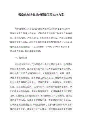 云南省制造业卓越质量工程实施方案.docx