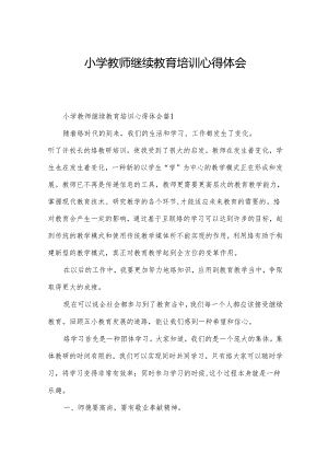 小学教师继续教育培训心得体会.docx