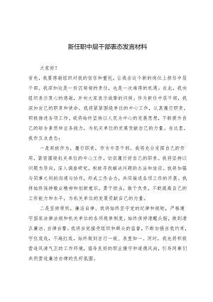 2篇 2024年新任职中层干部表态发言材料+“躺平式干部”专项整治工作情况汇报材料.docx