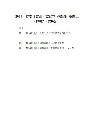 2024年党委（党组）党纪学习教育阶段性工作总结9篇（详细版）.docx