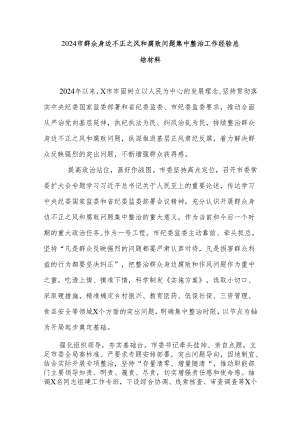 2024市群众身边不正之风和腐败问题集中整治工作经验总结材料.docx