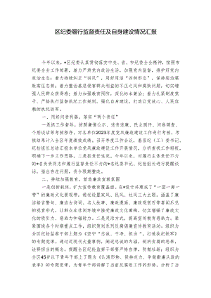 区纪委履行监督责任及自身建设情况汇报_1.docx
