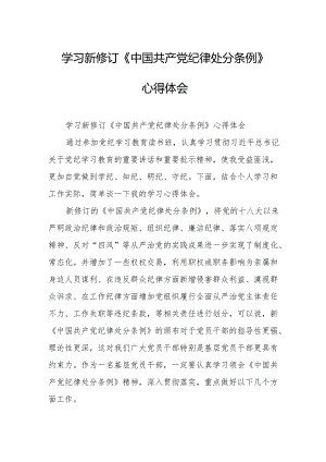 2024年学习新修订的《中国共产党纪律处分条例》心得体会 （8份）.docx