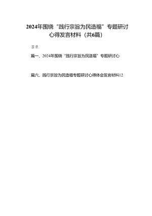 2024年围绕“践行宗旨为民造福”专题研讨心得发言材料6篇（最新版）.docx