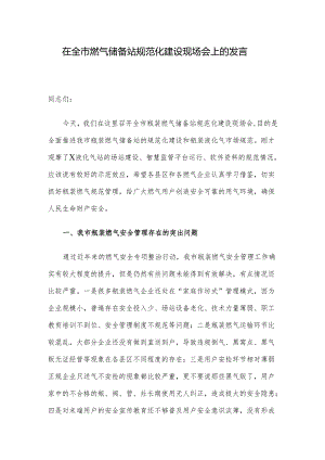 在全市燃气储备站规范化建设现场会上的发言.docx