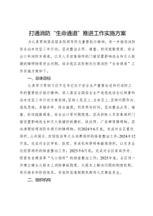 打通消防“生命通道”推进工作实施方案.docx