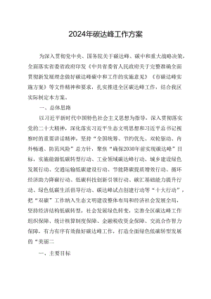 2024年碳达峰工作方案.docx