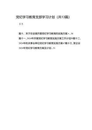 党纪学习教育支部学习计划13篇（精选版）.docx
