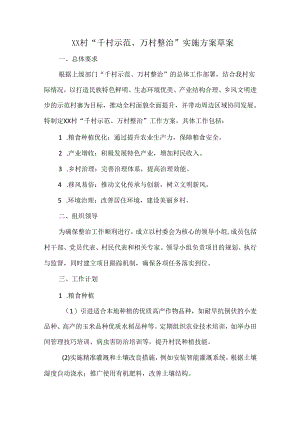 XX村“千村示范、万村整治”实施方案草案.docx