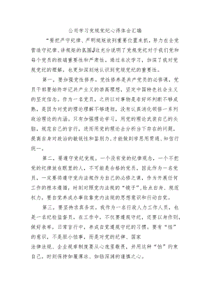 公司学习党规党纪心得体会汇编.docx