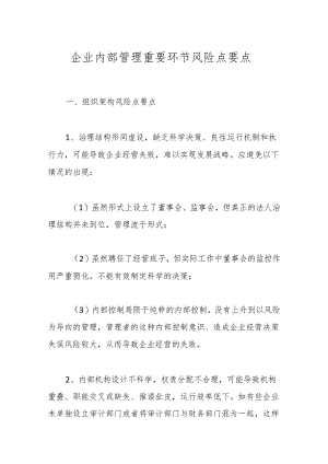 企业内部管理重要环节风险点要点.docx