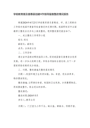 学前教育普及普惠县创建工作指导督查整改情况报告.docx
