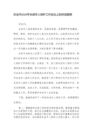 在全市2024年未成年人保护工作会议上的讲话提纲、工作计划.docx