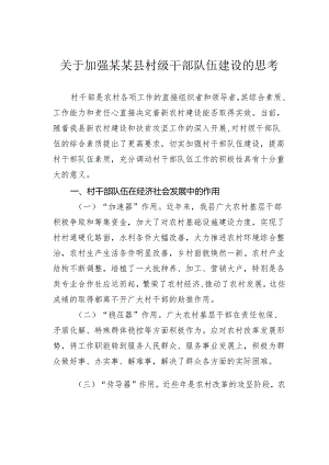 关于加强某某县村级干部队伍建设的思考.docx