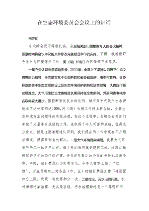 在生态环境委员会会议上的讲话.docx