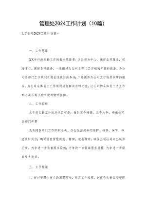 管理处2024工作计划（10篇）.docx