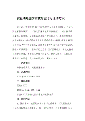 实验幼儿园开展2024年全国学前教育宣传月活动方案十篇.docx