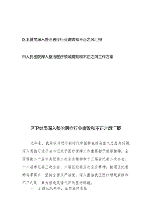 区卫健局（市人民医院）深入整治医疗行业腐败和不正之风工作方案汇报.docx