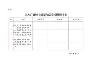 党史学习教育专题组织生活会党员整改承诺.docx