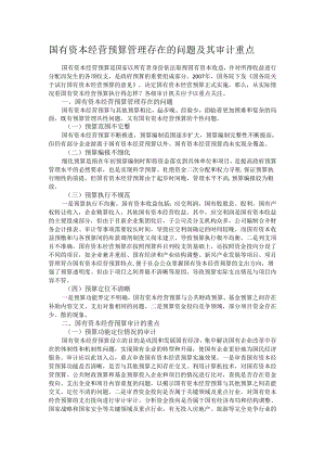 国有资本经营预算管理存在的问题及其审计重点.docx