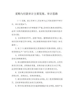 采购与付款审计主要发现、审计思路.docx