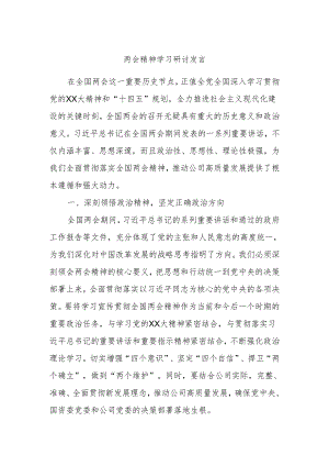 两会精神学习研讨发言.docx