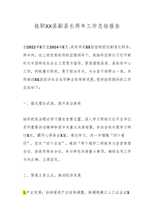 挂职XX县副县长两年工作总结报告.docx