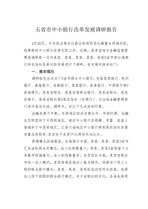 五省市中小银行改革发展调研报告.docx
