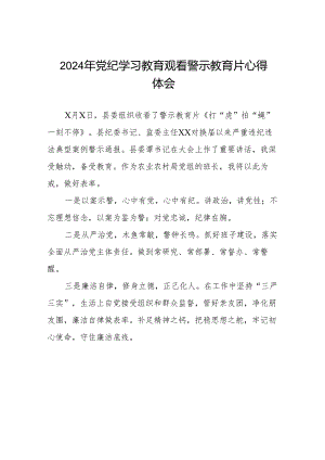 2024年党员干部参加党纪学习教育观看警示教育专题片的心得体会发言材料十四篇.docx