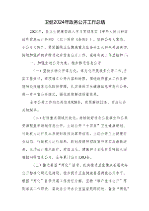 卫健2024年政务公开工作总结.docx