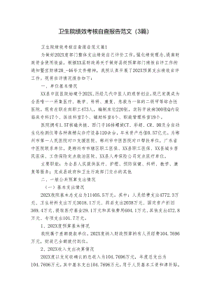 卫生院绩效考核自查报告范文（3篇）.docx
