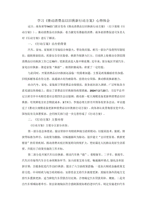学习《推动消费品以旧换新行动方案》心得体会.docx