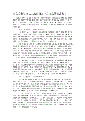 镇党委书记在党组织建设工作会议上的交流发言.docx