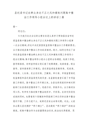 县纪委书记在群众身边不正之风和腐败问题集中整治工作领导小组会议上的讲话二篇.docx