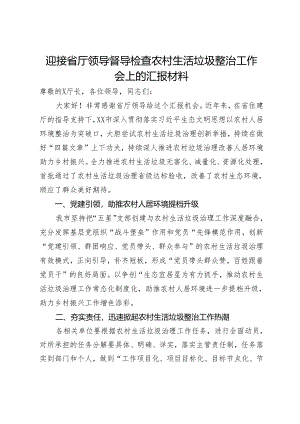 迎接省厅领导督导检查农村生活垃圾整治工作会上的汇报材料.docx