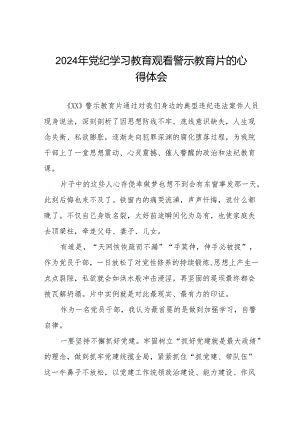 卫生院院长2024党纪学习教育观看警示教育片的学习感悟六篇.docx